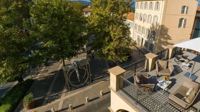 an aerial view of a balcony of a building at Hôtel de Paris Saint-Tropez in Saint-Tropez