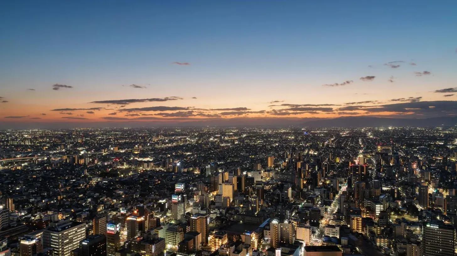 una vista aérea de la ciudad de Osaka desde la Torre de Tokio en Nagoya Marriott Associa Hotel en Nagoya